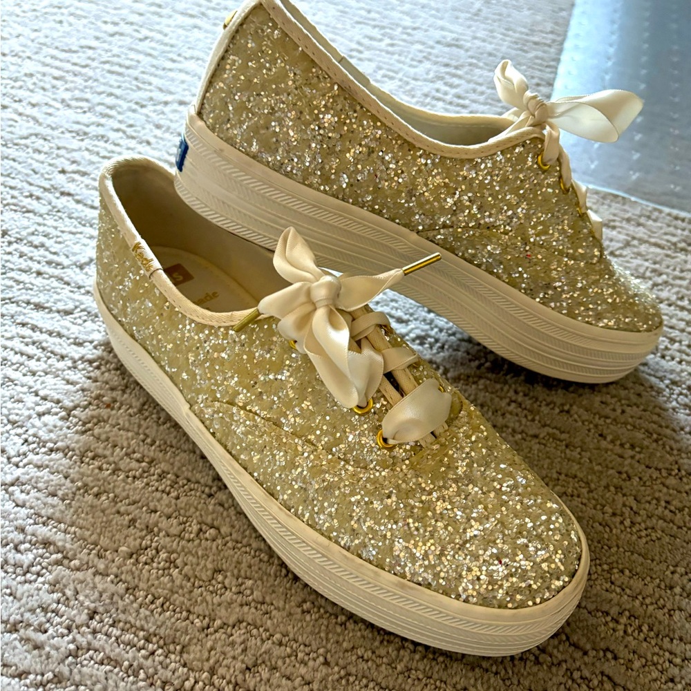 Keds White Glitter Sneakers - Size 7 (worn once)